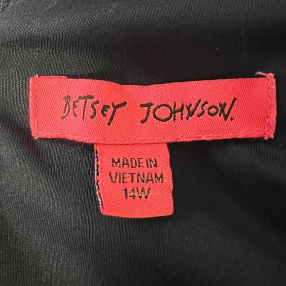 Betsey Johnson Womens Plus Stretch Crepe Dress Navy Blue Ruffle Hem size 14W - Picture 12 of 15